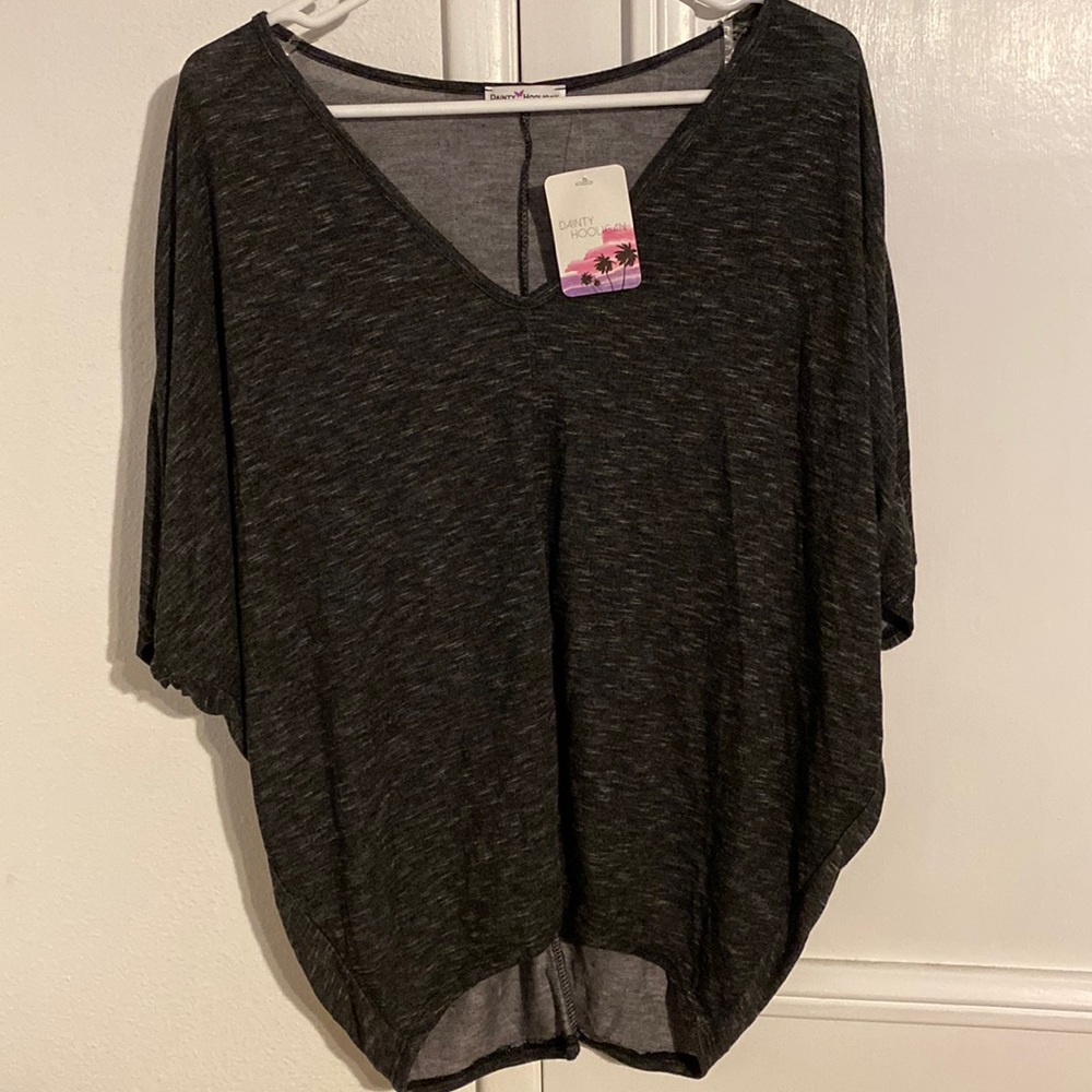 Dainty Hooligan Charcoal v neck women’s shirt size medium BNWT